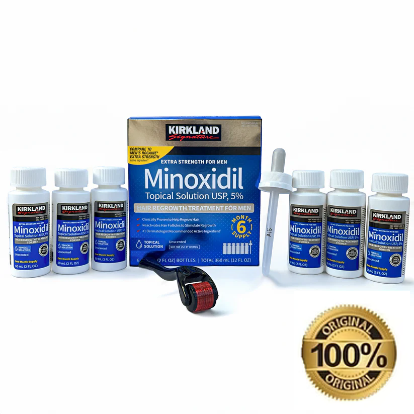 Minoxidil Kirkland 5% Original – Tratamiento 6 Meses + Dermaroller